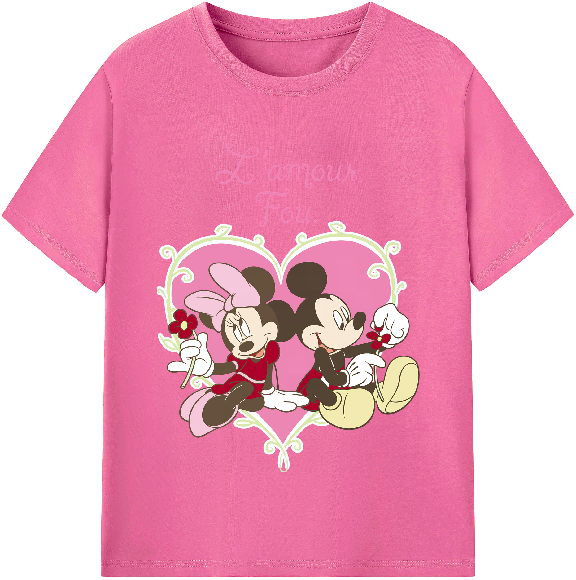 （画像用） ミッキーマウス Mickey Mouse レディースカジュアルプリントTシャツ（綿100％）